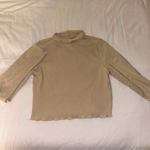 Cute Aerie cropped tan turtleneck top! Only work once! Size M but fits small.